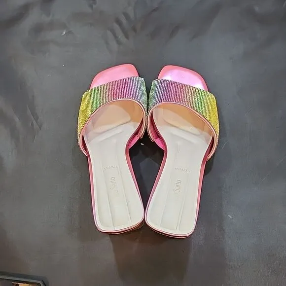 BRAND NEW FRANCO SARTO LINLEY JEWELED MICROFIBER WOMEN'S SANDAL