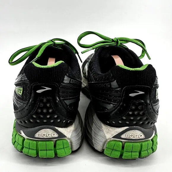 Brooks Adrenaline GTS 14 Road Running Shoes BioMoGo Lace Up Mesh Black Green 9.5
