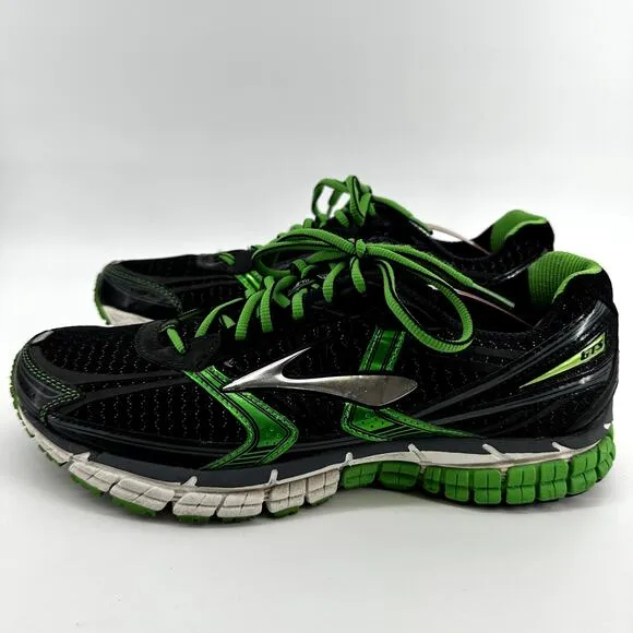 Brooks Adrenaline GTS 14 Road Running Shoes BioMoGo Lace Up Mesh Black Green 9.5