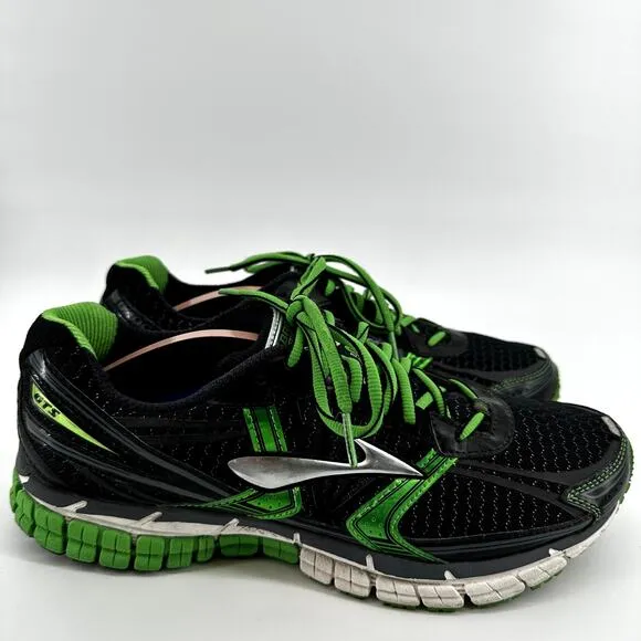 Brooks Adrenaline GTS 14 Road Running Shoes BioMoGo Lace Up Mesh Black Green 9.5