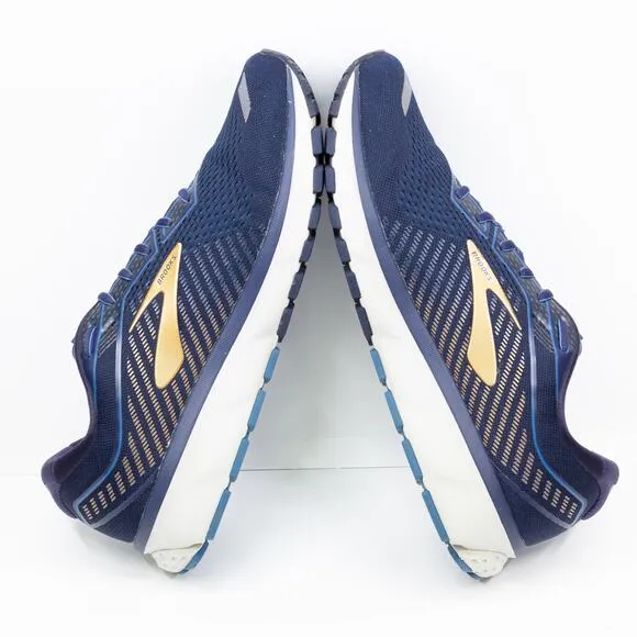 BROOKS Ghost 12 Athletic Running Shoes Sneakers Navy Blue Gold Mens 12 Wide 2E