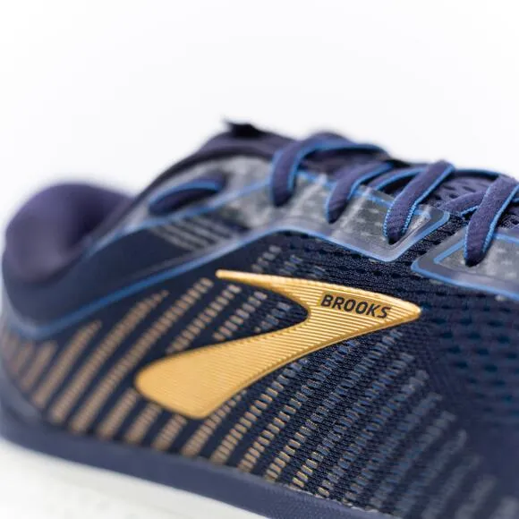 BROOKS Ghost 12 Athletic Running Shoes Sneakers Navy Blue Gold Mens 12 Wide 2E