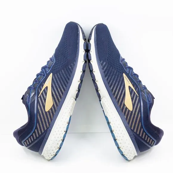 BROOKS Ghost 12 Athletic Running Shoes Sneakers Navy Blue Gold Mens 12 Wide 2E