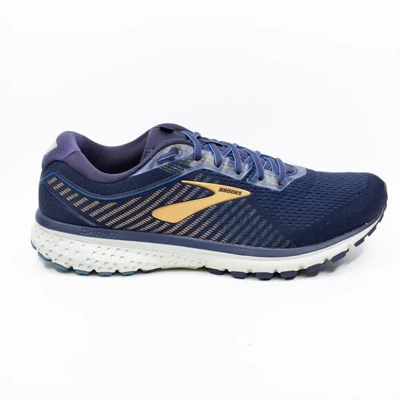 BROOKS Ghost 12 Athletic Running Shoes Sneakers Navy Blue Gold Mens 12 Wide 2E