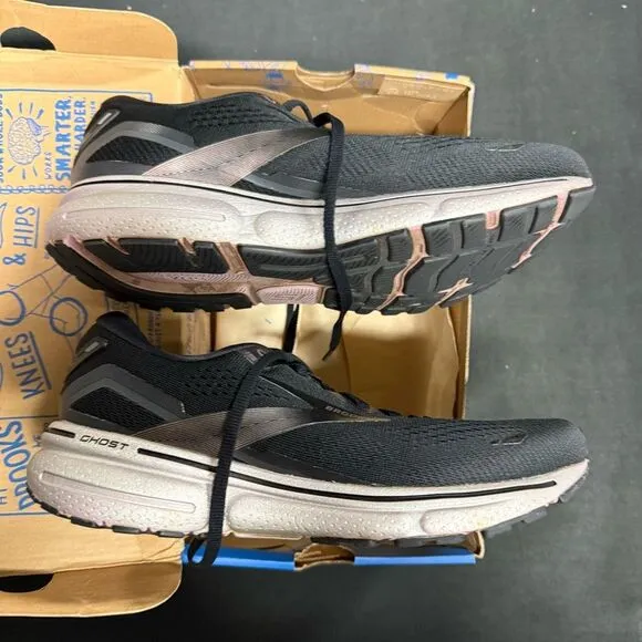 Brooks Ghost 15 Black Rose Gold Running Shoes Sneakers 9 Wide