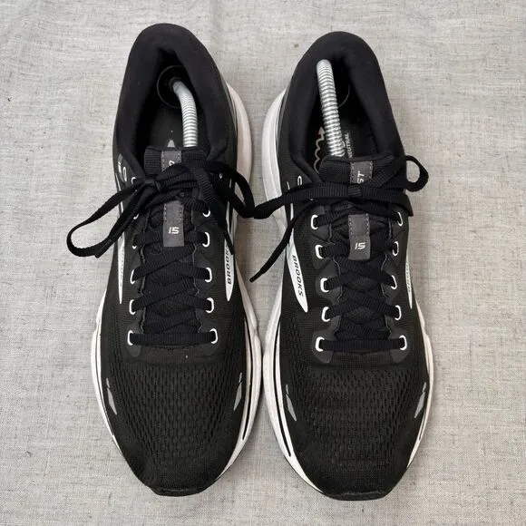 Brooks Ghost 15 Running Shoes Black White Mesh Rubber Lace Up Men's 11