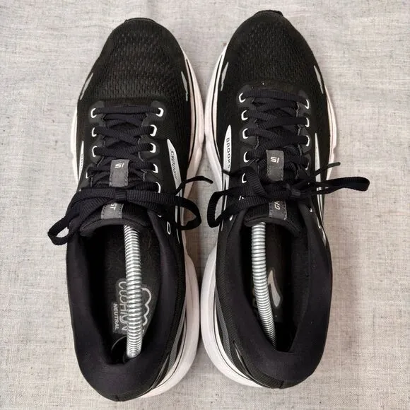 Brooks Ghost 15 Running Shoes Black White Mesh Rubber Lace Up Men's 11