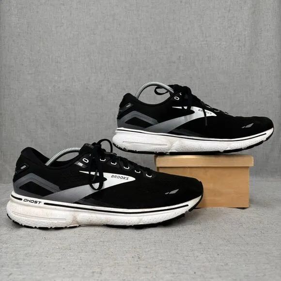 Brooks Ghost 15 Running Shoes Black White Mesh Rubber Lace Up Men's 11