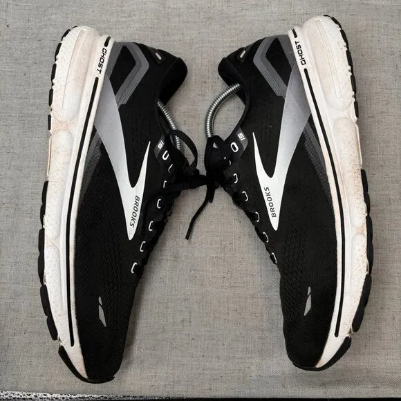 Brooks Ghost 15 Running Shoes Black White Mesh Rubber Lace Up Men's 11