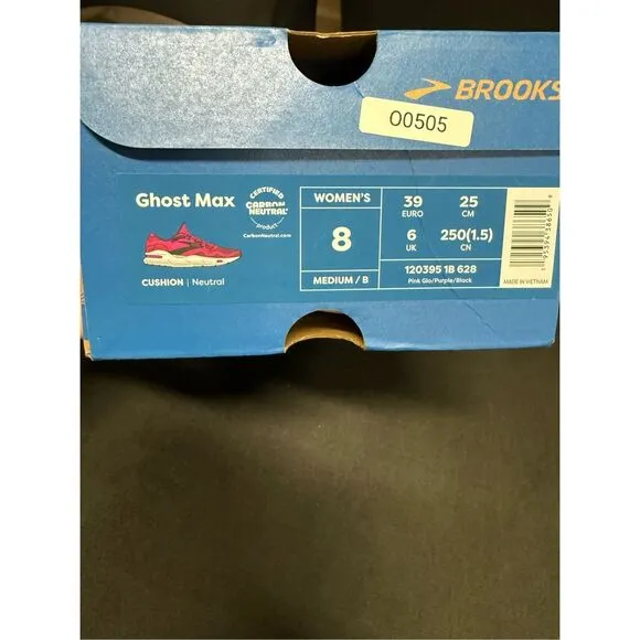 Brooks Ghost Max Ebony Open Air Lilac Rose Running Shoes Sneakers 8 Wide