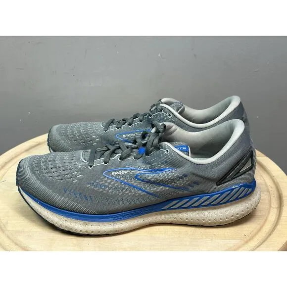 Brooks Glycerin GTS 19 Men's 12 2E Wide Running Shoes Gray Blue 1103572E095