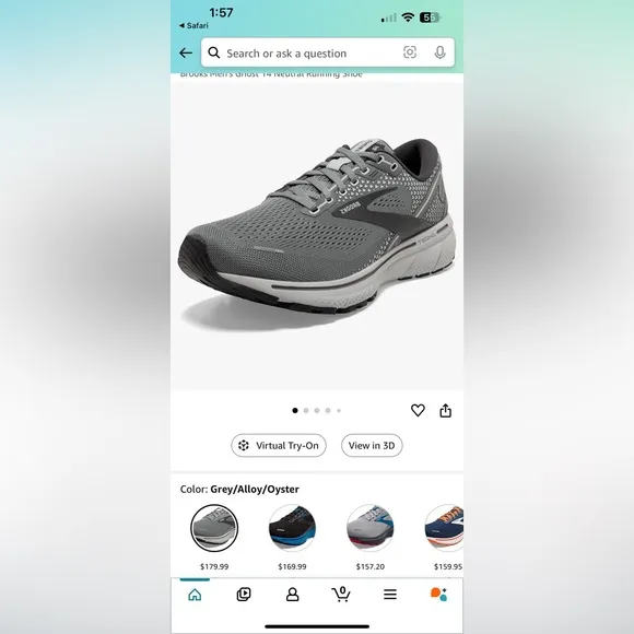 Brooks Gray Running Shoes “Ghost” 14 size 8.5 Wide!