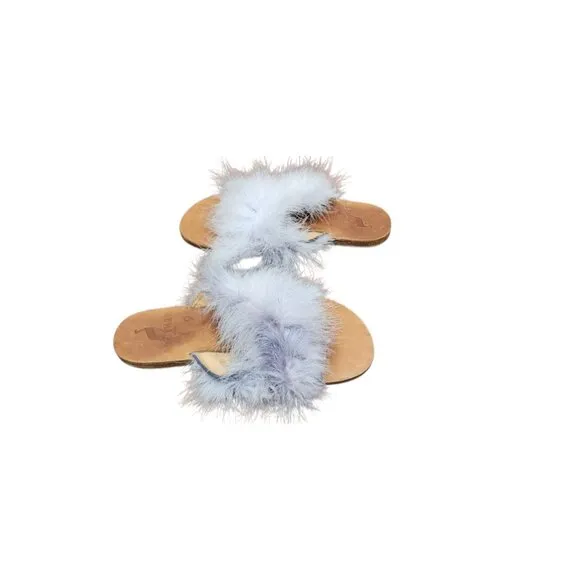 Brother Vellies Marabou Lamu Sandal Lavender Size 9