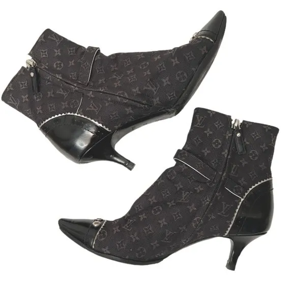 Brown &amp; Black Louis Vuitton Monogram Ankle 37-US 7 (fits like 6.5)