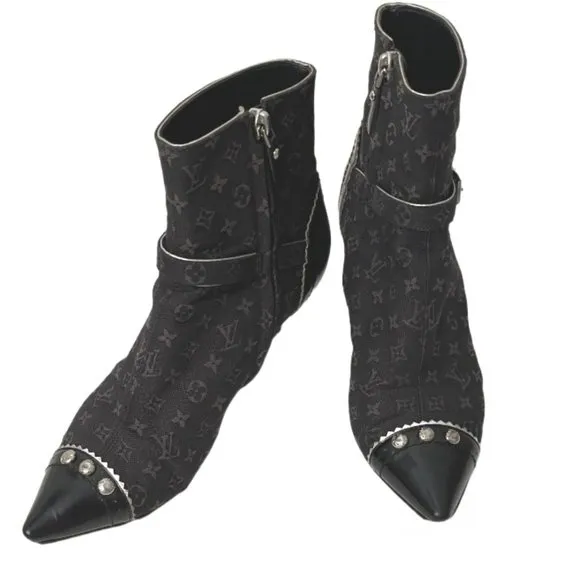 Brown &amp; Black Louis Vuitton Monogram Ankle 37-US 7 (fits like 6.5)