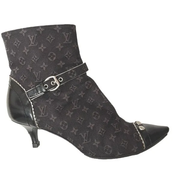 Brown &amp; Black Louis Vuitton Monogram Ankle 37-US 7 (fits like 6.5)