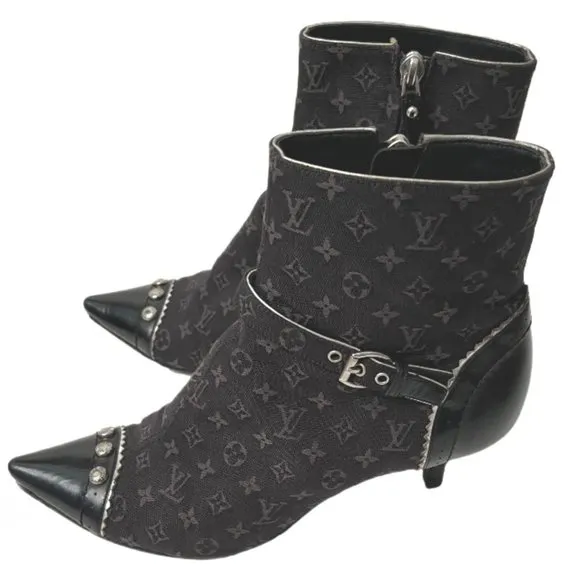 Brown &amp; Black Louis Vuitton Monogram Ankle 37-US 7 (fits like 6.5)