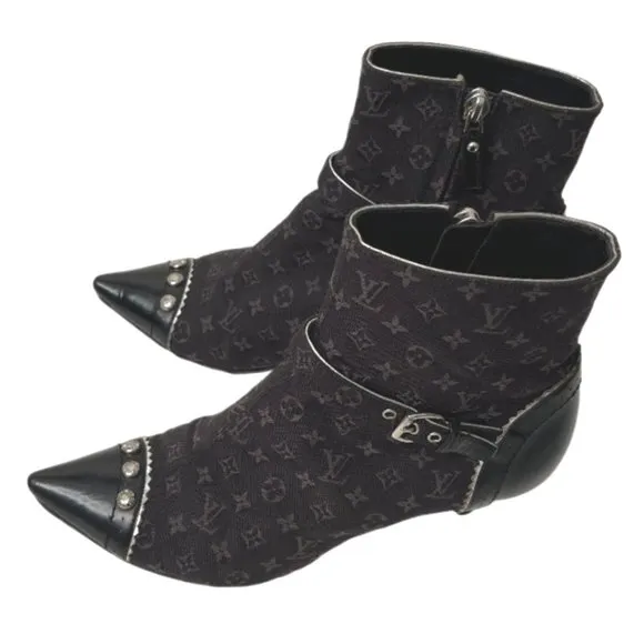 Brown &amp; Black Louis Vuitton Monogram Ankle 37-US 7 (fits like 6.5)