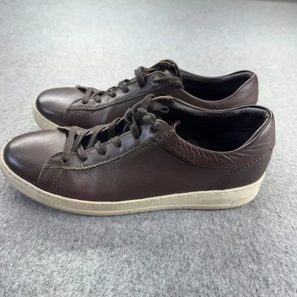 Bruno Magli Diego Sneakers Men's 10M Cognac Low Top Shoes Brown Leather Lace Up