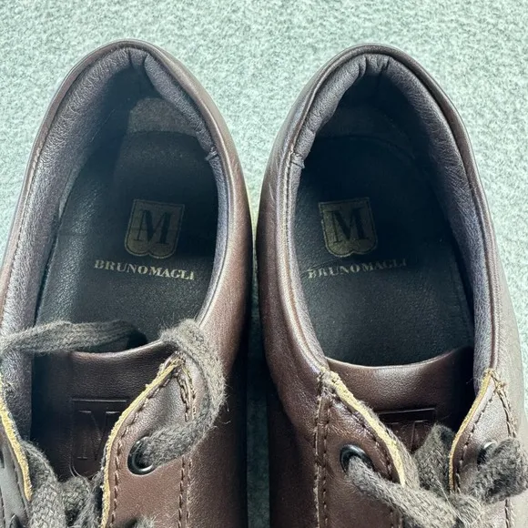Bruno Magli Diego Sneakers Men's 10M Cognac Low Top Shoes Brown Leather Lace Up