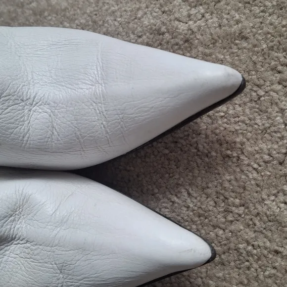 Bruno Magli Women's White Leather Fur Knee Boots Shoes Size 37 Italy