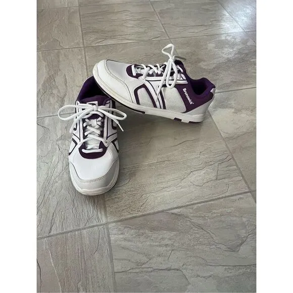 Brunswick White And Purple Bowling Shoes Woman’s Size 9.5 Flex Slide Technology