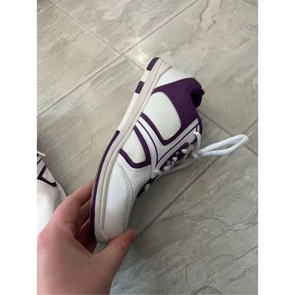 Brunswick White And Purple Bowling Shoes Woman’s Size 9.5 Flex Slide Technology