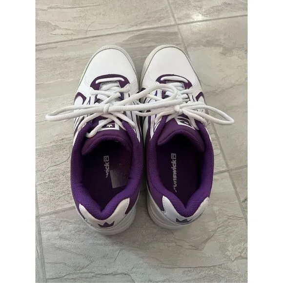 Brunswick White And Purple Bowling Shoes Woman’s Size 9.5 Flex Slide Technology