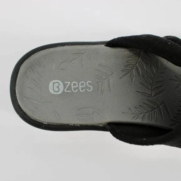 Bzees Smile More Wedge Slide Sandal Womens Size 11 in Black Texture NEW