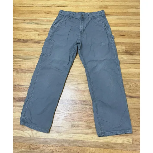 Carhartt Utility Chino Pant Men's 34x30 Gray Dungaree Fit Workwear Straight Leg