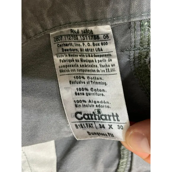 Carhartt Utility Chino Pant Men's 34x30 Gray Dungaree Fit Workwear Straight Leg