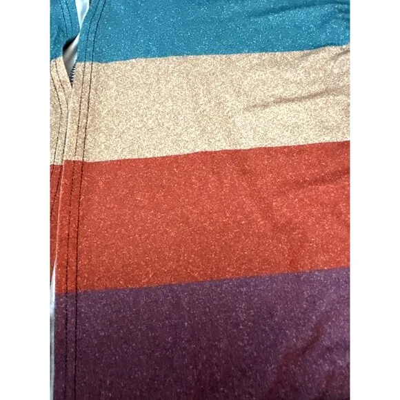 CCC Colorful Striped Cardigan With Front Pockets Lightweight Stretch Open Front