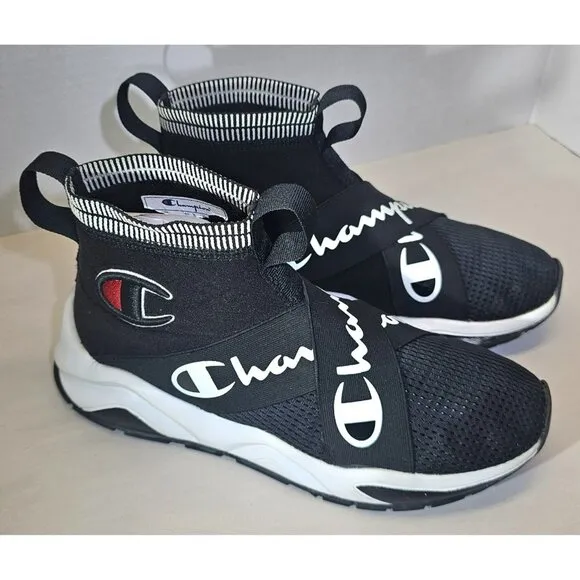 Champion Men's Black/White/Red Rally Crossover  Slip-On Causual Breathable