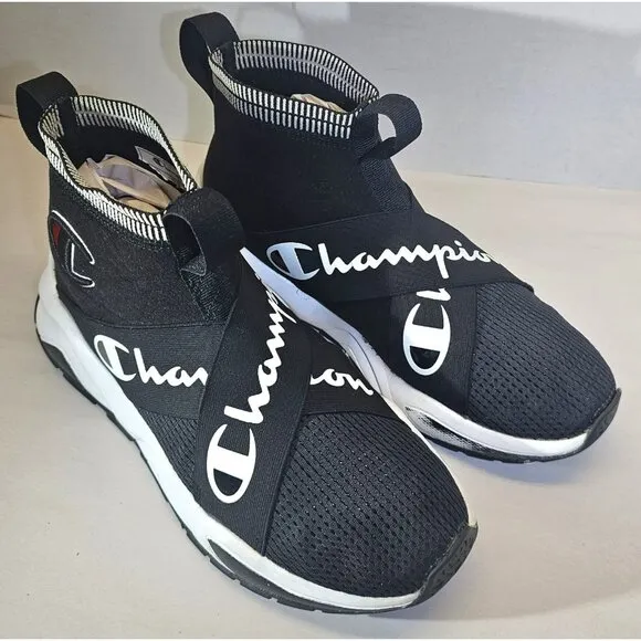 Champion Men's Black/White/Red Rally Crossover  Slip-On Causual Breathable