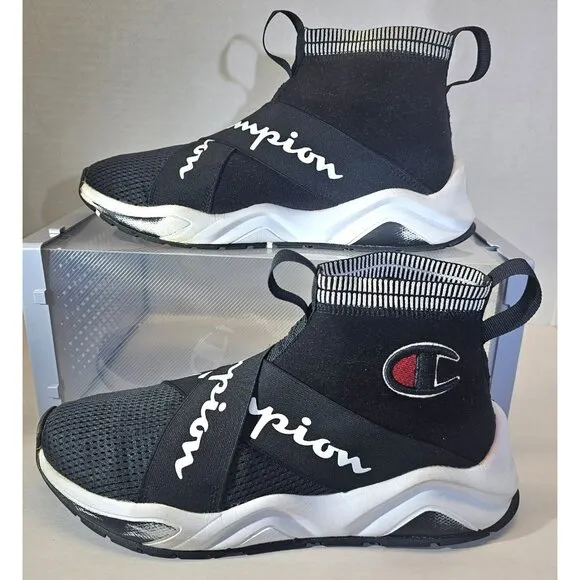 Champion Men's Black/White/Red Rally Crossover  Slip-On Causual Breathable