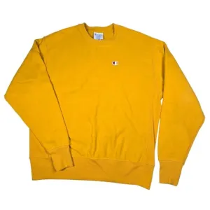 Champion Reverse Weave Sweatshirt Mens Large Yellow Gold Mustard EUC