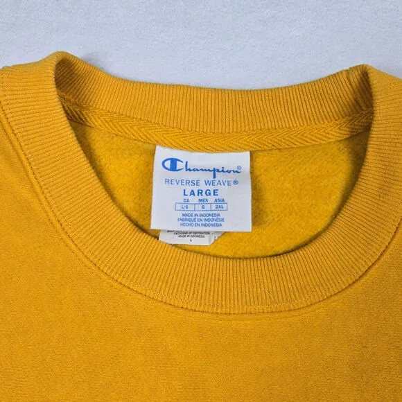 Champion Reverse Weave Sweatshirt Mens Large Yellow Gold Mustard EUC