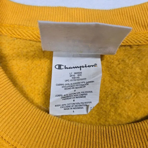 Champion Reverse Weave Sweatshirt Mens Large Yellow Gold Mustard EUC