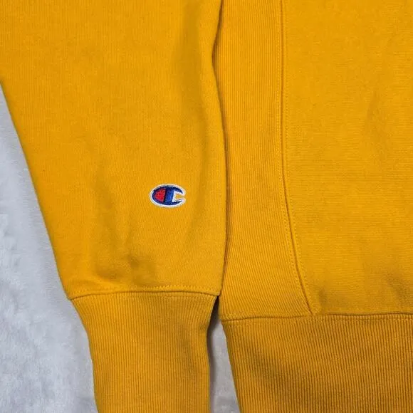 Champion Reverse Weave Sweatshirt Mens Large Yellow Gold Mustard EUC