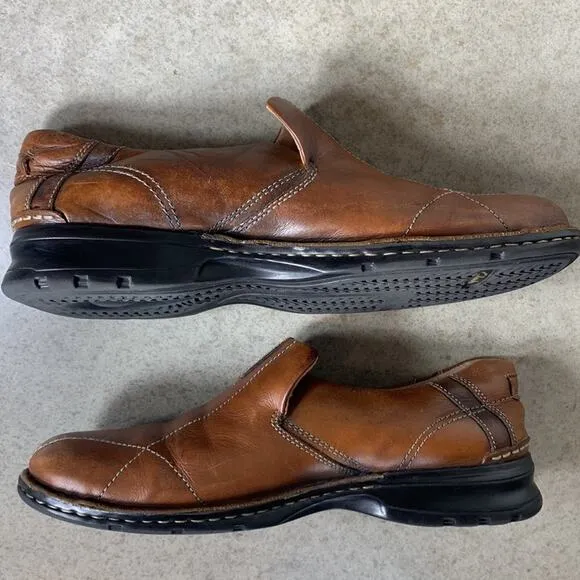 Clarks Escalade Step Sienna Brown Leather Slip On Shoe 12M