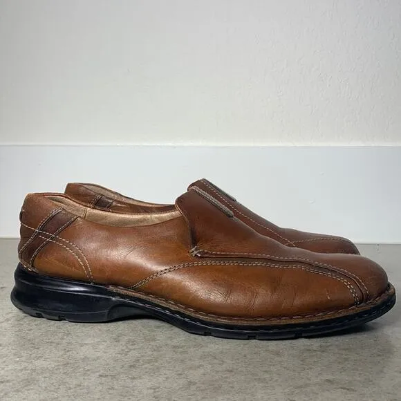 Clarks Escalade Step Sienna Brown Leather Slip On Shoe 12M