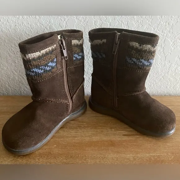 CLARKS NEW FIRST SHOES BABY GIRL MUSHROOM SUEDE ZIP-UP BOOTS US 5.5