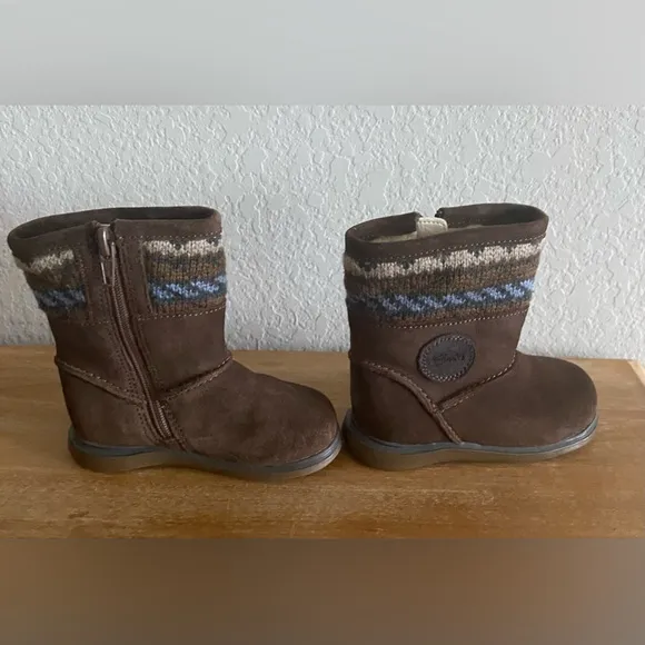 CLARKS NEW FIRST SHOES BABY GIRL MUSHROOM SUEDE ZIP-UP BOOTS US 5.5