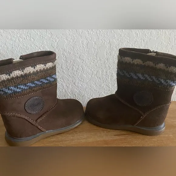 CLARKS NEW FIRST SHOES BABY GIRL MUSHROOM SUEDE ZIP-UP BOOTS US 5.5