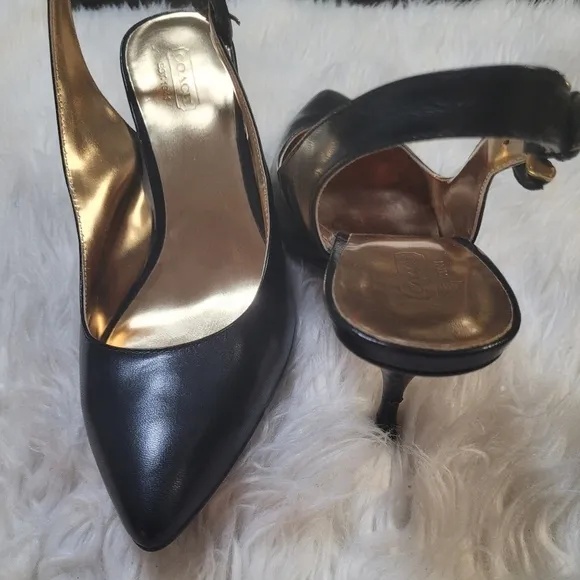 Coach Elegant Black Slingback Heels