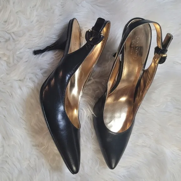 Coach Elegant Black Slingback Heels