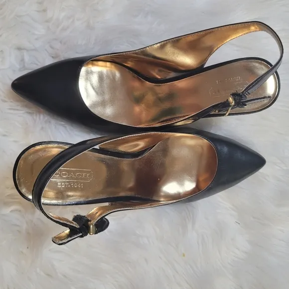 Coach Elegant Black Slingback Heels