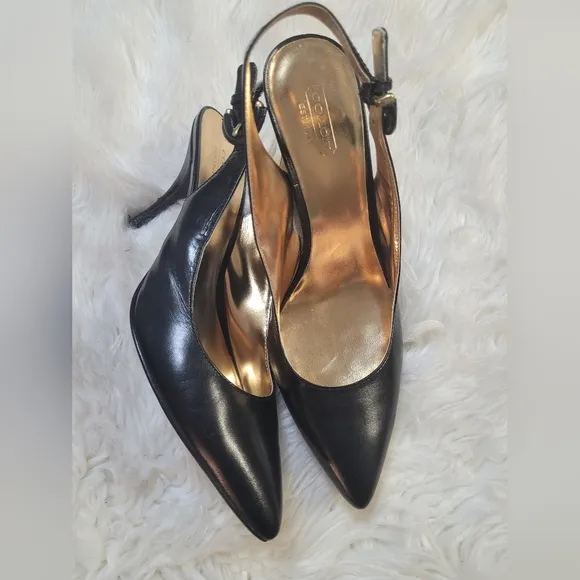 Coach Elegant Black Slingback Heels
