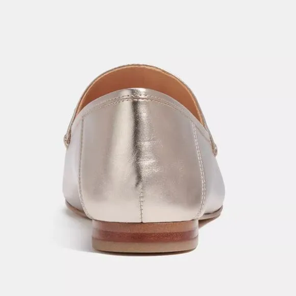 Coach Hanna Loafer Champagne and Gold Metallic Leather Shoes Size 8.5