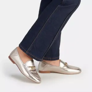 Coach Hanna Loafer Champagne and Gold Metallic Leather Shoes Size 8.5